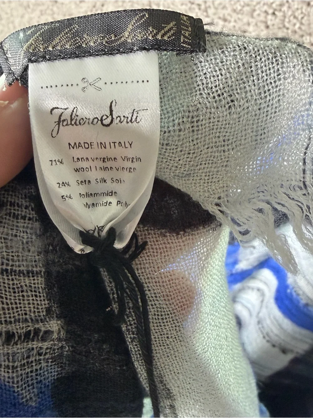 Faliero Sarti Scarf in Blue/ White Plaid